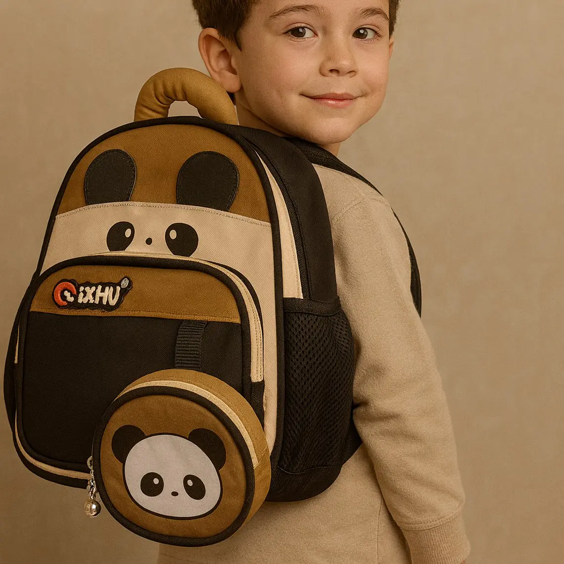 MOCHILA INFANTIL CON MONEDERO OSITO PANDA Y CONEJITO MOD# TX-99218 🐼🎋🐇 5