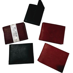 CARTERA BI-FOLD DE PIEL GENUINA/COLORES LISOS (VIENE EN BOLSITA)