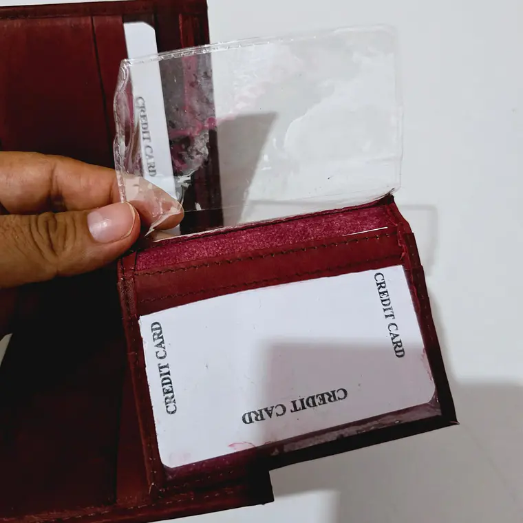 CARTERA BI-FOLD DE PIEL GENUINA/COLORES LISOS (VIENE EN BOLSITA) 4