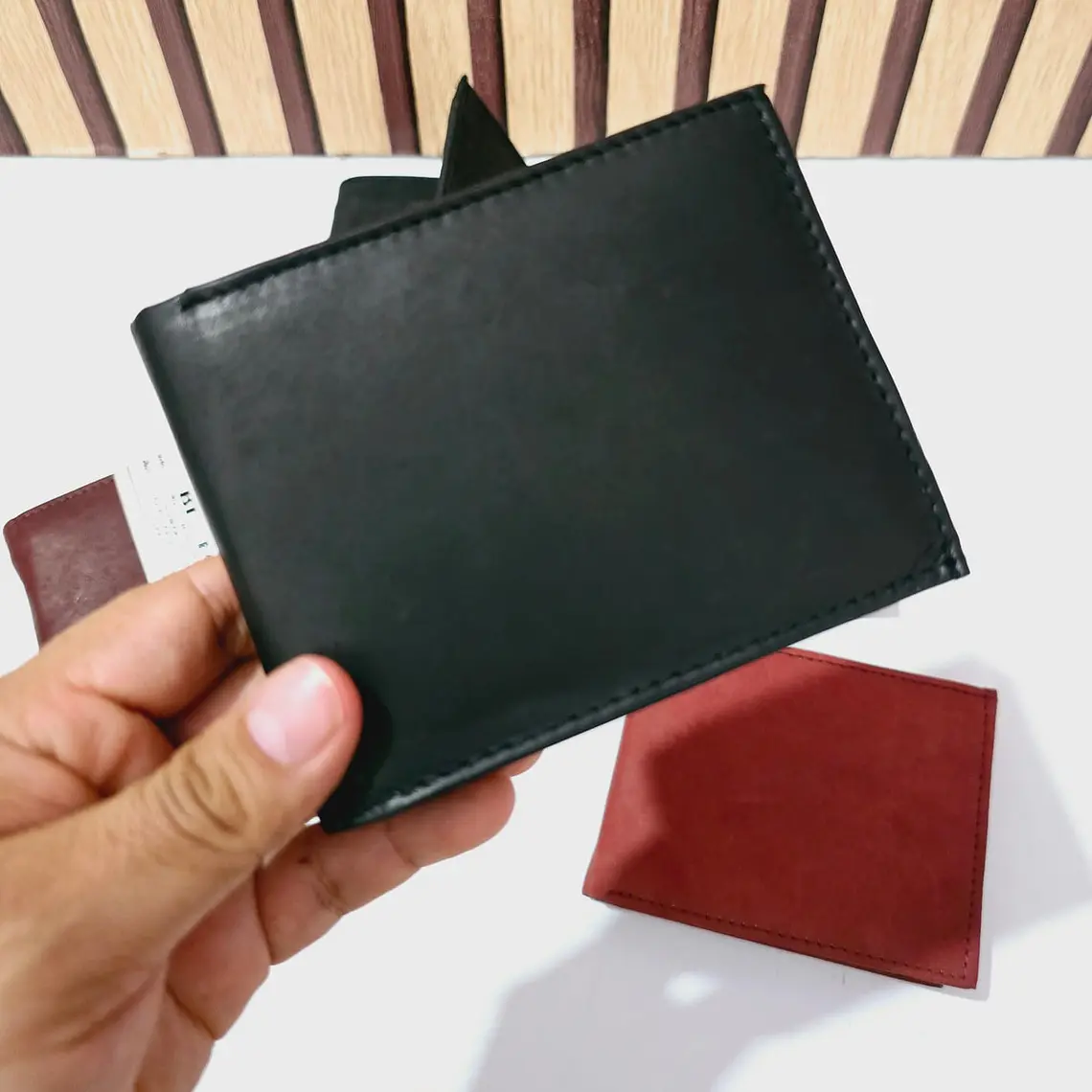 CARTERA BI-FOLD DE PIEL GENUINA/COLORES LISOS (VIENE EN BOLSITA) 5