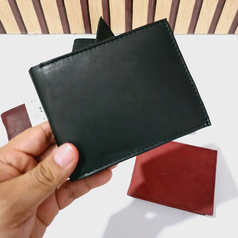 CARTERA BI-FOLD DE PIEL GENUINA/COLORES LISOS (VIENE EN BOLSITA) 5