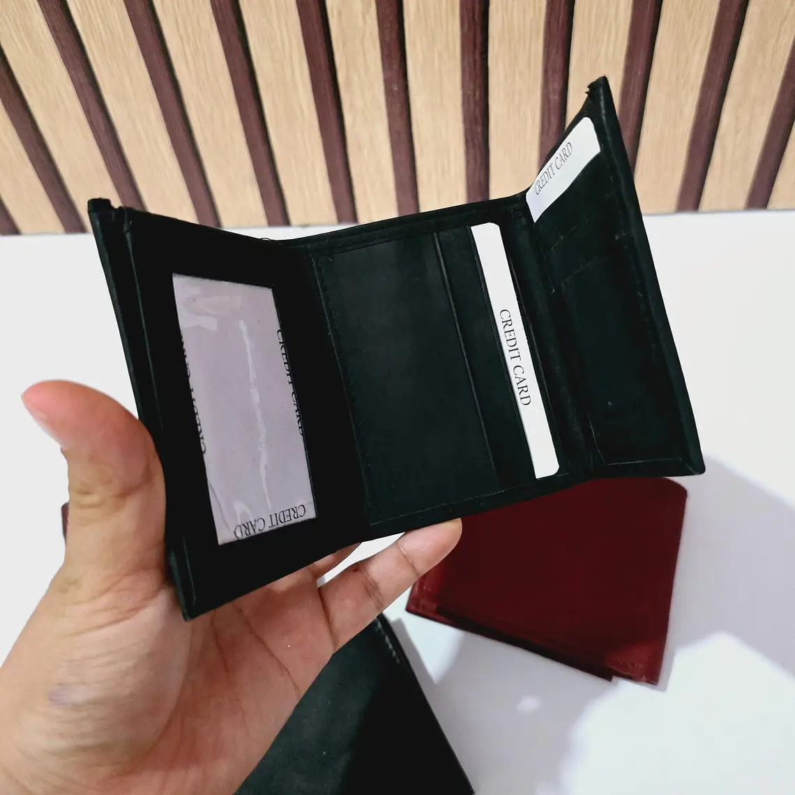 CARTERA BI-FOLD DE PIEL GENUINA/COLORES LISOS (VIENE EN BOLSITA) 7