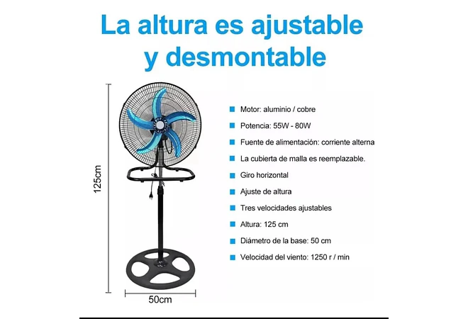 VENTILADOR DE 18 PULGADAS 3 EN 1 POTENCIA 60W
