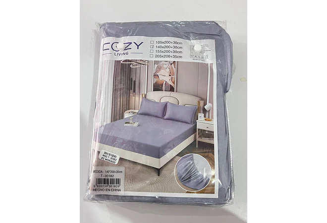 JUEGO DE SABANA (140 X 200 X 30CM) MATRIMONIAL+ 2 FUNDAS COLORES LISOS MOD# T-30182