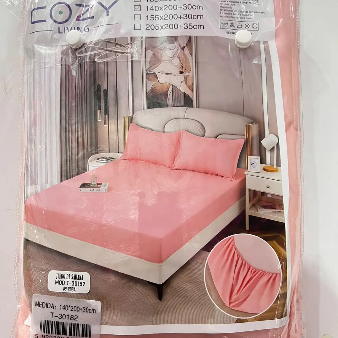 JUEGO DE SABANA (140 X 200 X 30CM) MATRIMONIAL+ 2 FUNDAS COLORES LISOS MOD# T-30182 10