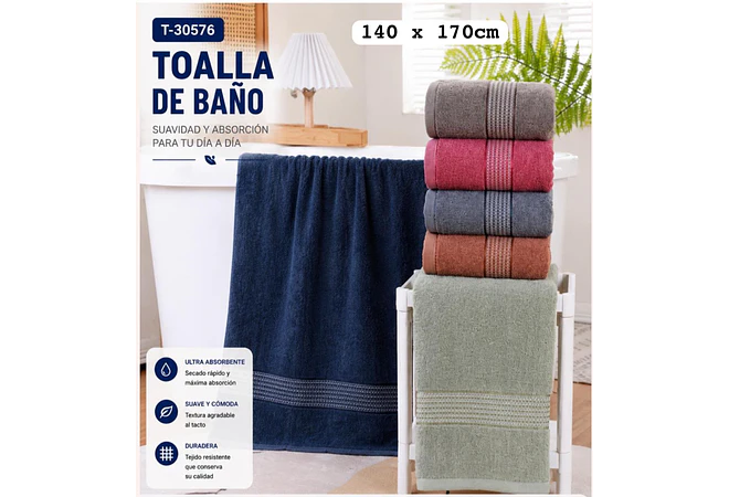 TOALLA PARA BAÑO DE COLORES MOD# T-30576