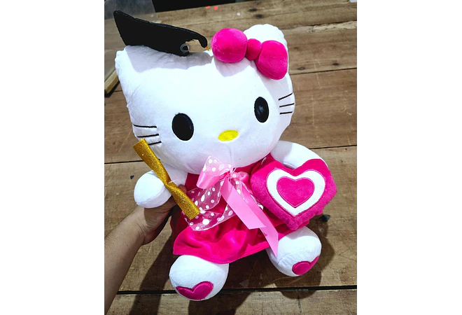 PELUCHE HELLO KITTY CORAZÓN GRADUACIÓN GRANDE MOD# 01 🎓