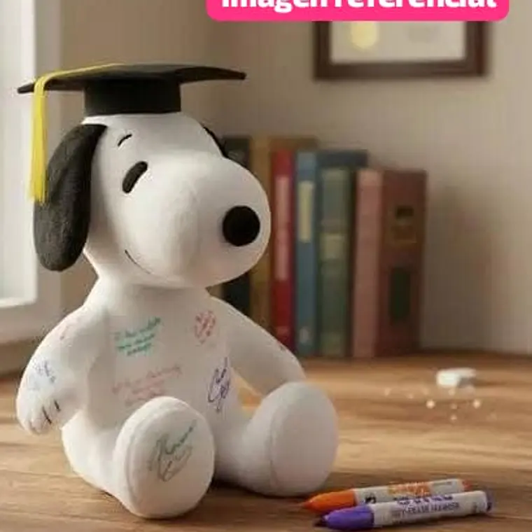 PELUCHE SNOOPY FIRMA CON GORRO Y LISTÓN AMARILLO GRADUACIÓN MOD# 04 🎓 3