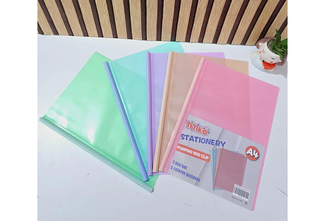 PAQ DE 5 CARPETAS CLIP COLORES PASTEL MO# SN-003J