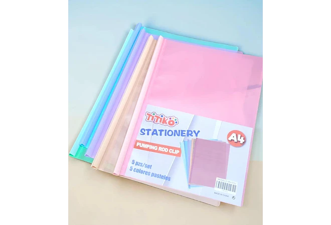 PAQ DE 5 CARPETAS CLIP COLORES PASTEL MO# SN-003J