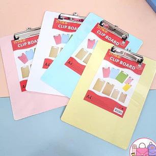 TABLA CON ABRAZADERA COLORES PASTEL A4 MOD# SN-011J