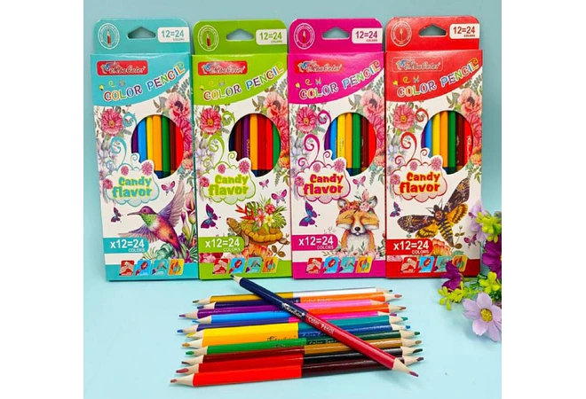 CAJITA CON 12 COLORES DOBLE PUNTA CANDY FLAVOR MOD# B-0017Q
