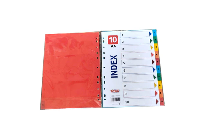 BOLSA CON 10 DIVISORES E INDICE PARA CARPETA MOD# SN-006J