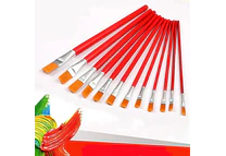 SET DE 12 PINCELES ROJOS PLANOS DIF TAMAÑOS MOD# B-9017YH
