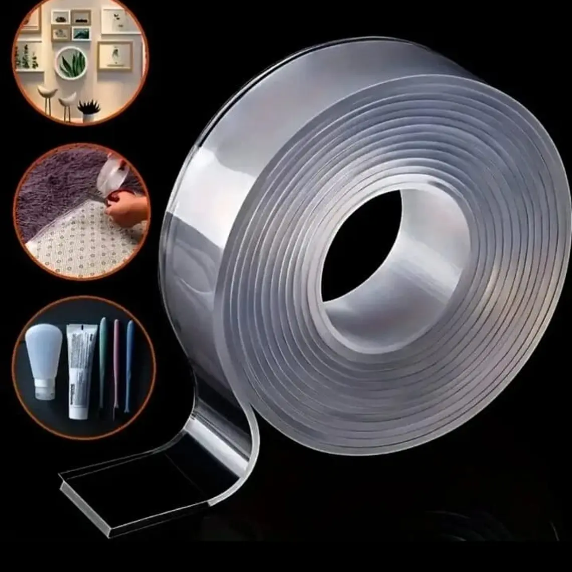 1M  CINTA  ADHESIVA  DOBLE CARA TRANSPARENTE MOD# JD-8002 3