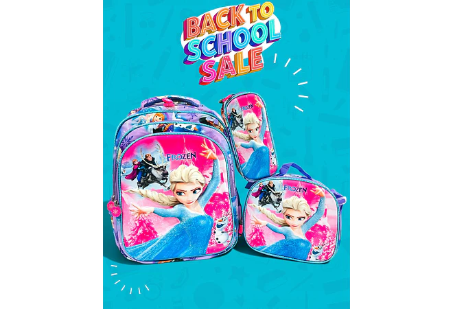 COMBO PRIMARIA DE 3PZ MOCHILA CON LUZ LED  + LONCHERA + LAPICERA (VARIOS PERSONAJES ) MOD# HL2413
