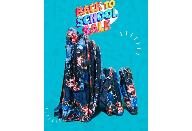 COMBO PRIMARIA DE 3PZ MOCHILA CON LUZ LED  + LONCHERA + LAPICERA (VARIOS PERSONAJES ) MOD# HL2413