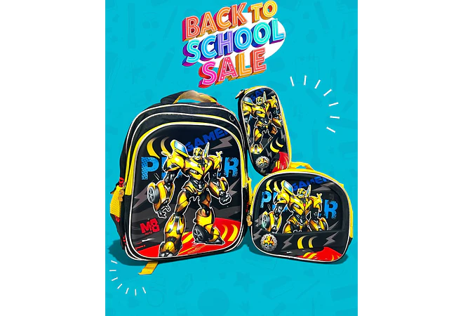 COMBO PRIMARIA DE 3PZ MOCHILA CON LUZ LED  + LONCHERA + LAPICERA (VARIOS PERSONAJES ) MOD# HL2413