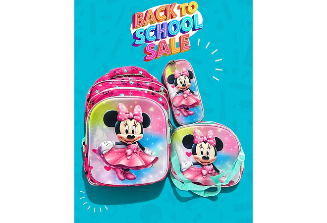 COMBO PRIMARIA DE 3PZ MOCHILA CON LUZ LED  + LONCHERA + LAPICERA (VARIOS PERSONAJES ) MOD# HL2413