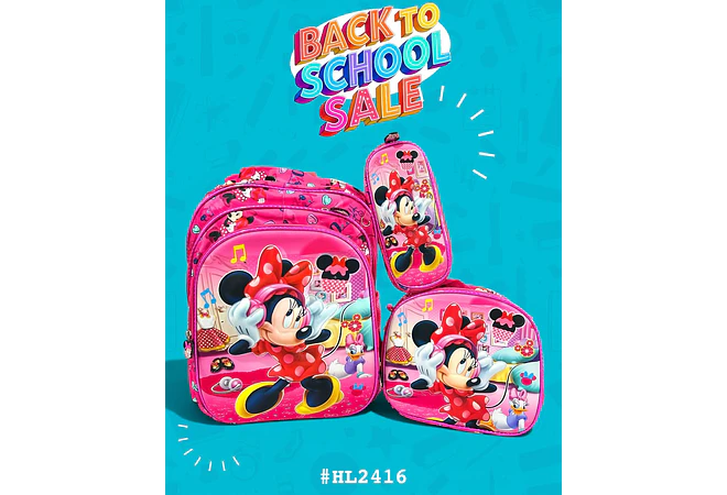 COMBO PRIMARIA DE 3PZ MOCHILA CON LUZ LED  + LONCHERA + LAPICERA (VARIOS PERSONAJES ) MOD# HL2416