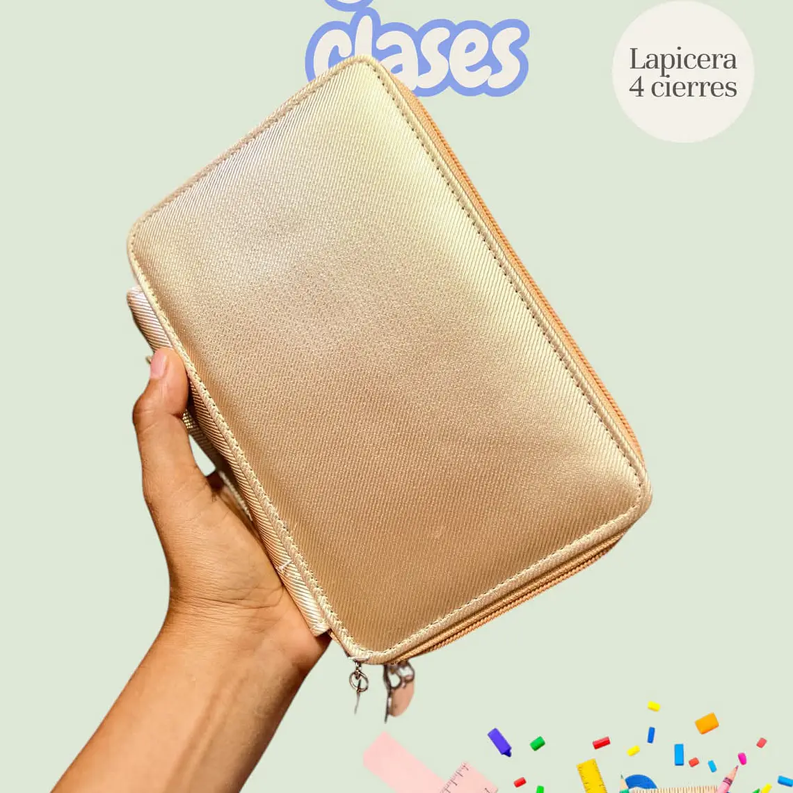 LAPICERA CON 4 CIERRES COLORES LISOS MOD# SP-227🗃️✏️ 8