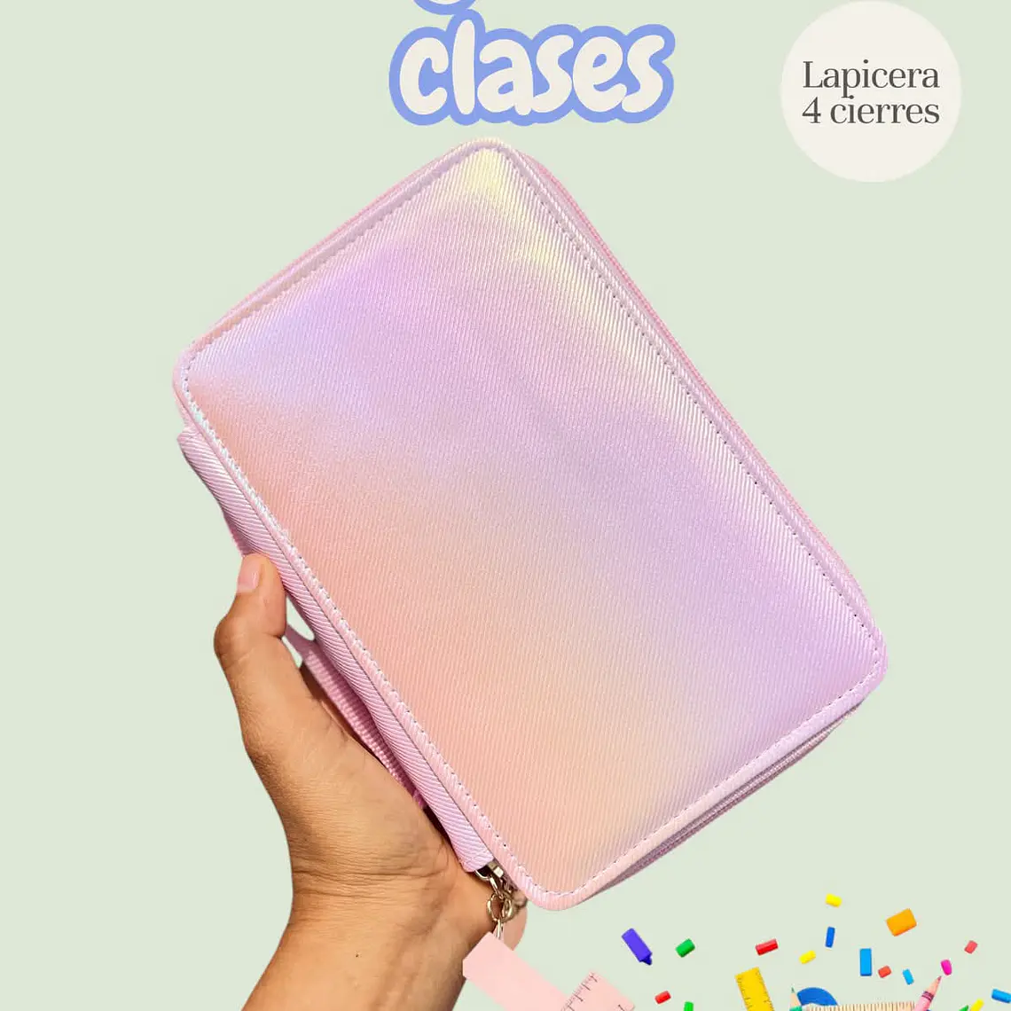 LAPICERA CON 4 CIERRES COLORES LISOS MOD# SP-227🗃️✏️ 5