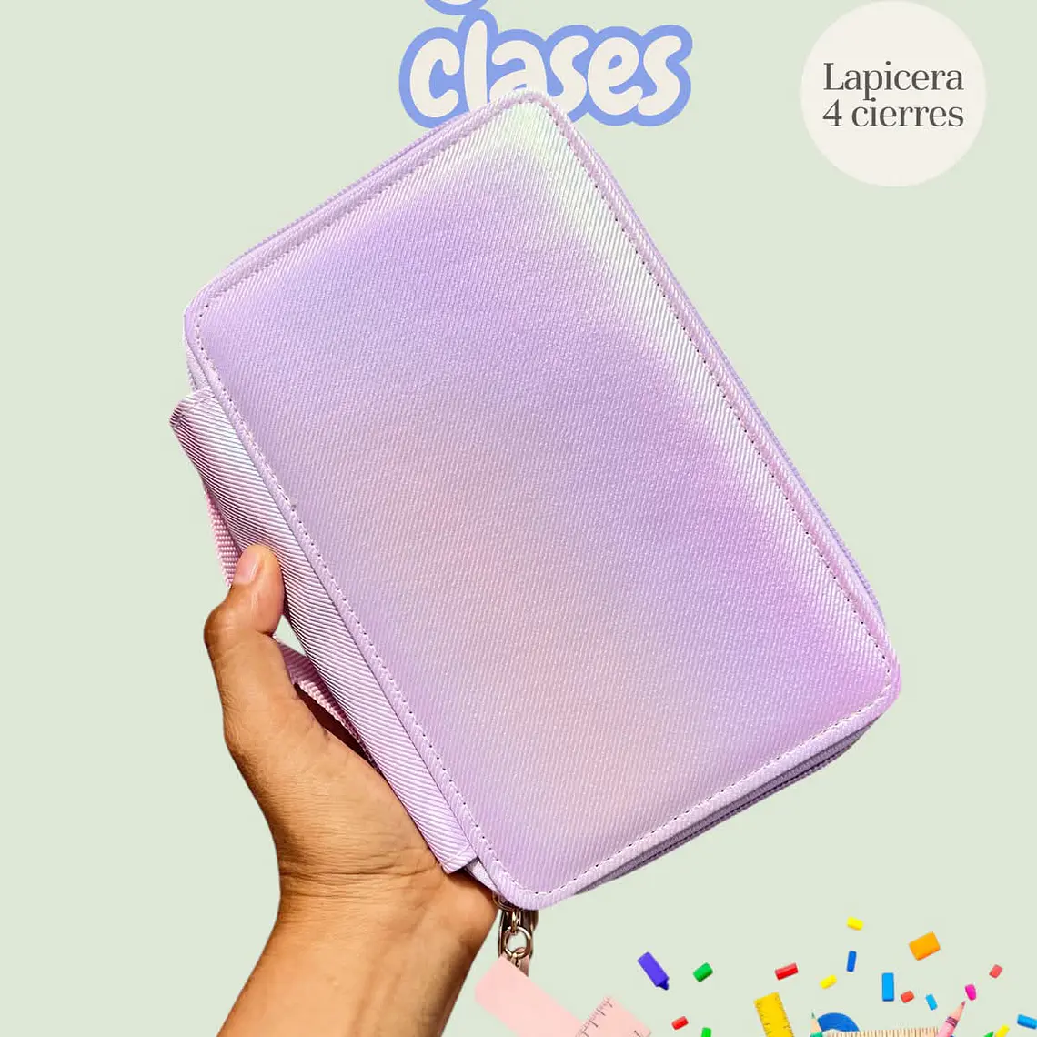 LAPICERA CON 4 CIERRES COLORES LISOS MOD# SP-227🗃️✏️ 6