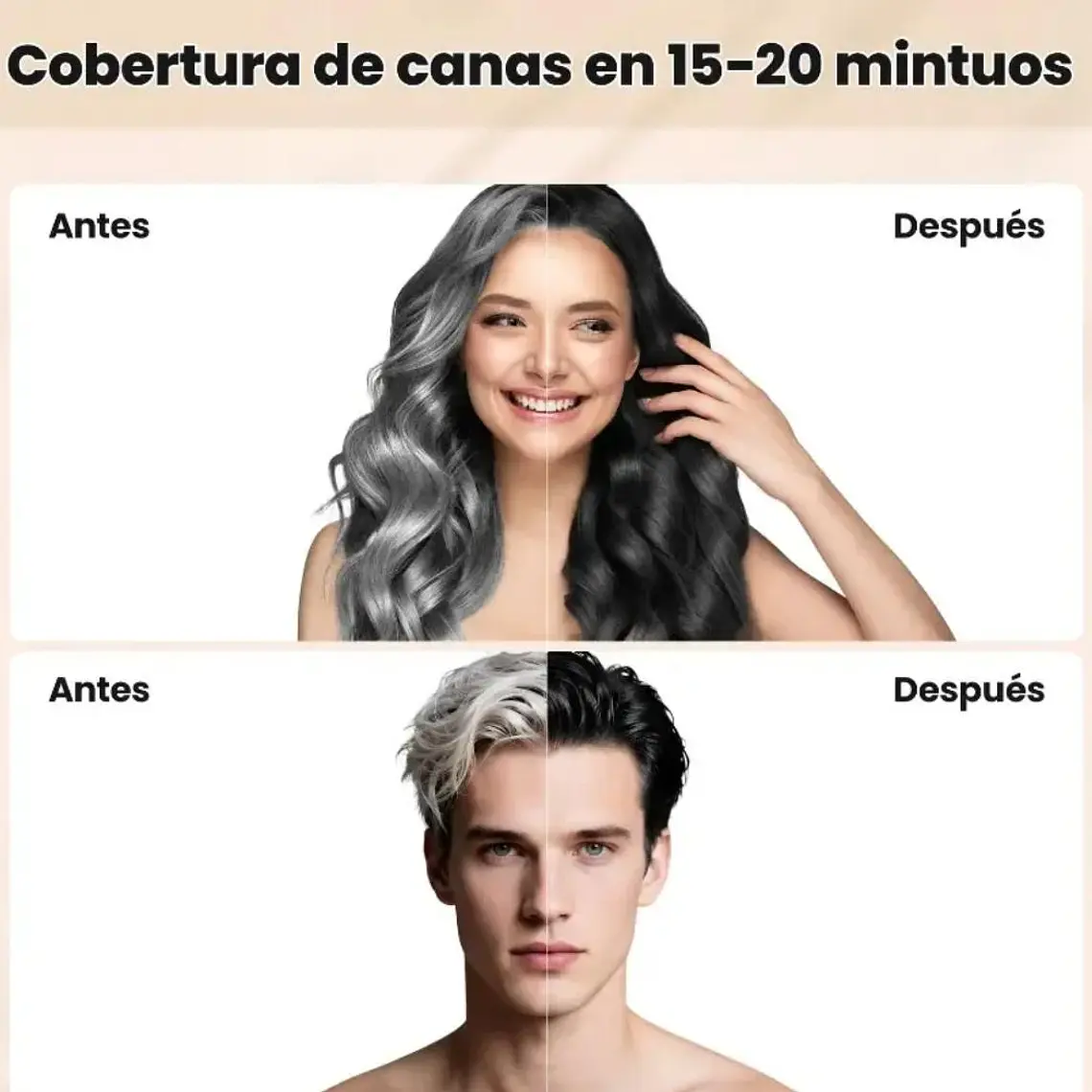 CAJITA CON 10 SOBRES DE 30ML TINTE ESPUMOSO PARA CABELLO NEGRO Ó CAFÉ MOD# GRF0016X 3