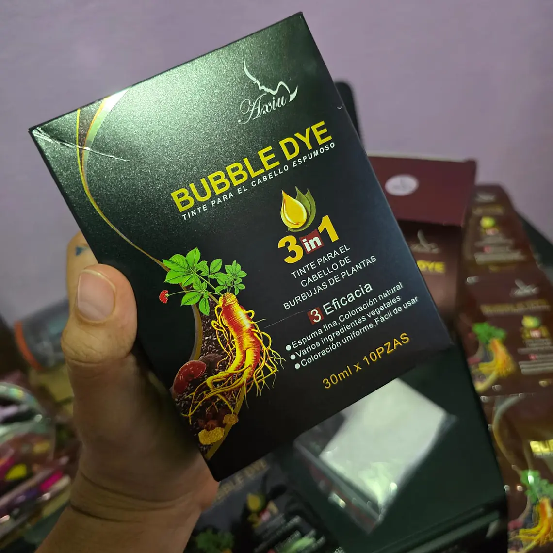 CAJITA CON 10 SOBRES DE 30ML TINTE ESPUMOSO PARA CABELLO NEGRO Ó CAFÉ MOD# GRF0016X 6