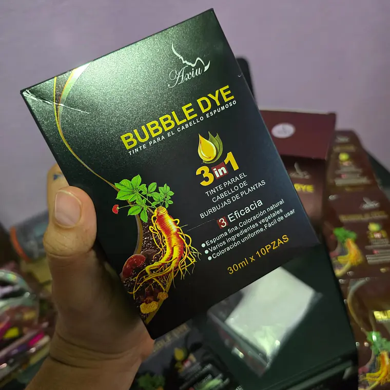 CAJITA CON 10 SOBRES DE 30ML TINTE ESPUMOSO PARA CABELLO NEGRO Ó CAFÉ MOD# GRF0016X 6