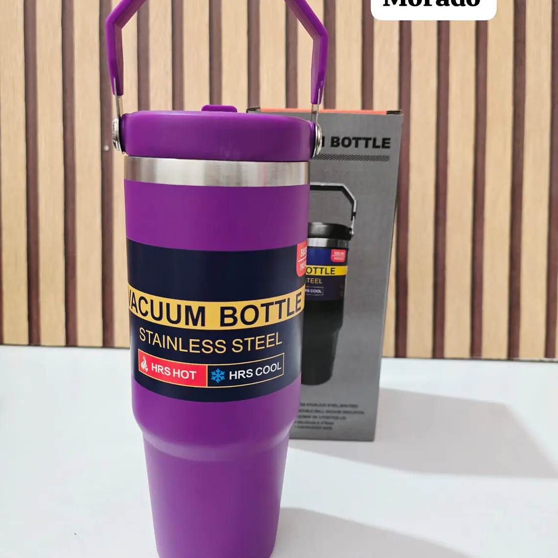 TERMO CON ASA VACUUM STAINLESS STEEL DE 850ML MOD# FAB-31 16