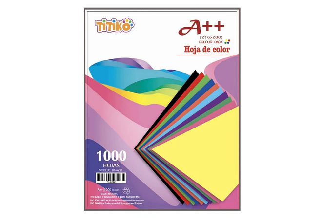 PAQUETE DE MIL HOJAS DE COLORES FUERTES A4 MOD# TK-622Z