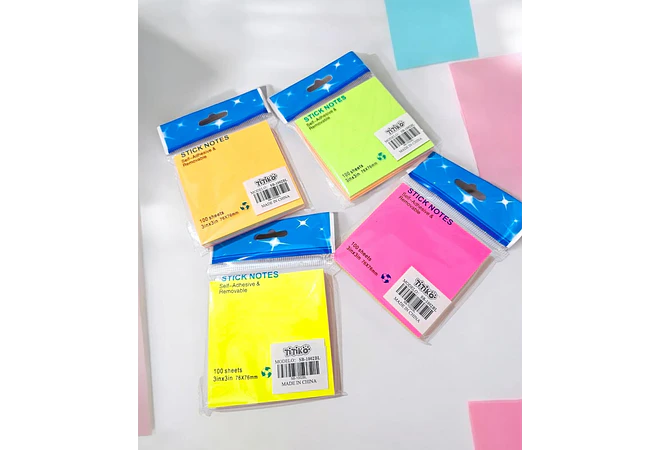 BLOC DE POSTIK CUADRADO COLORES CON 100 HOJAS MOD#SB-1002BL