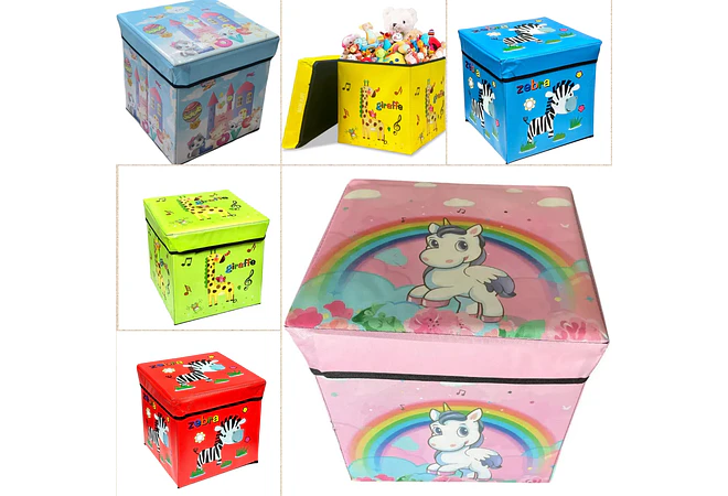 CAJA TABURETE ORGANIZADORA DE JUGUETES ANIMALITOS  MOD# 1306