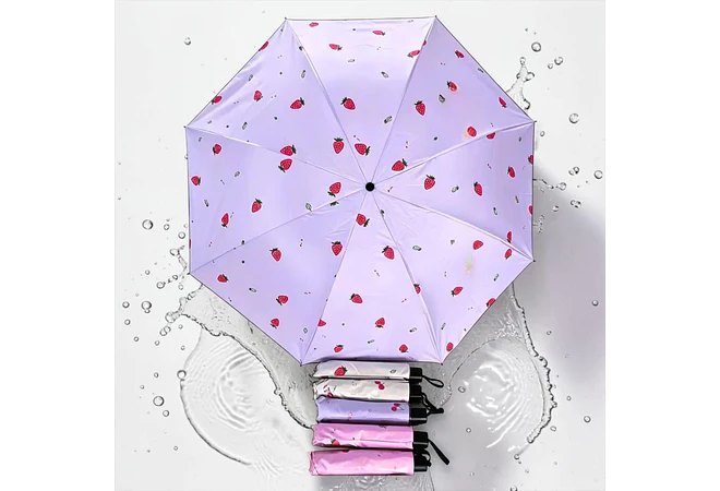 SOMBRILLA DE BOLSILLO DISEÑO FRESA O CEREZA MOD# 205🍓 🍒