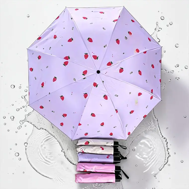 SOMBRILLA DE BOLSILLO DISEÑO FRESA O CEREZA MOD# 205🍓 🍒 1