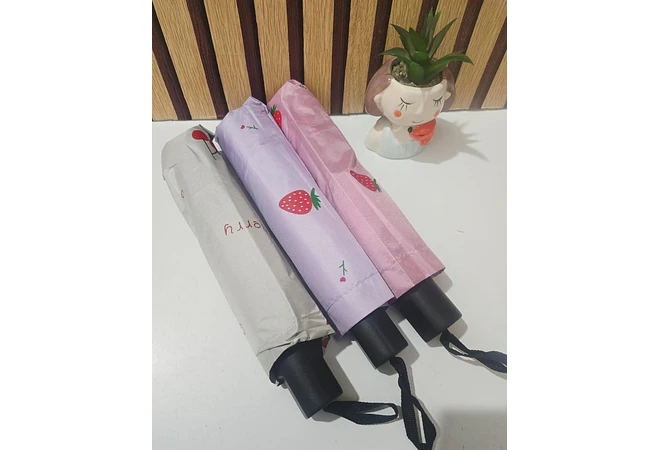 SOMBRILLA DE BOLSILLO DISEÑO FRESA O CEREZA MOD# 205🍓 🍒