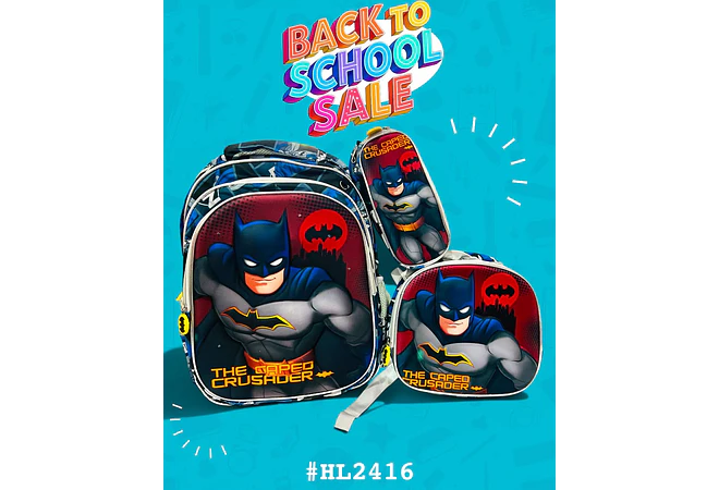 COMBO PRIMARIA DE 3PZ MOCHILA CON LUZ LED  + LONCHERA + LAPICERA (VARIOS PERSONAJES )MOD# HL2416- COPIAR