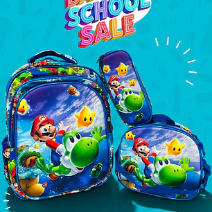 COMBO PRIMARIA DE 3PZ MOCHILA CON LUZ LED  + LONCHERA + LAPICERA (VARIOS PERSONAJES )MOD# HL2416
