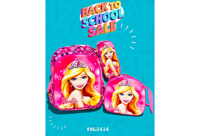 COMBO PRIMARIA DE 3PZ MOCHILA CON LUZ LED  + LONCHERA + LAPICERA (VARIOS PERSONAJES )MOD# HL2416- COPIAR