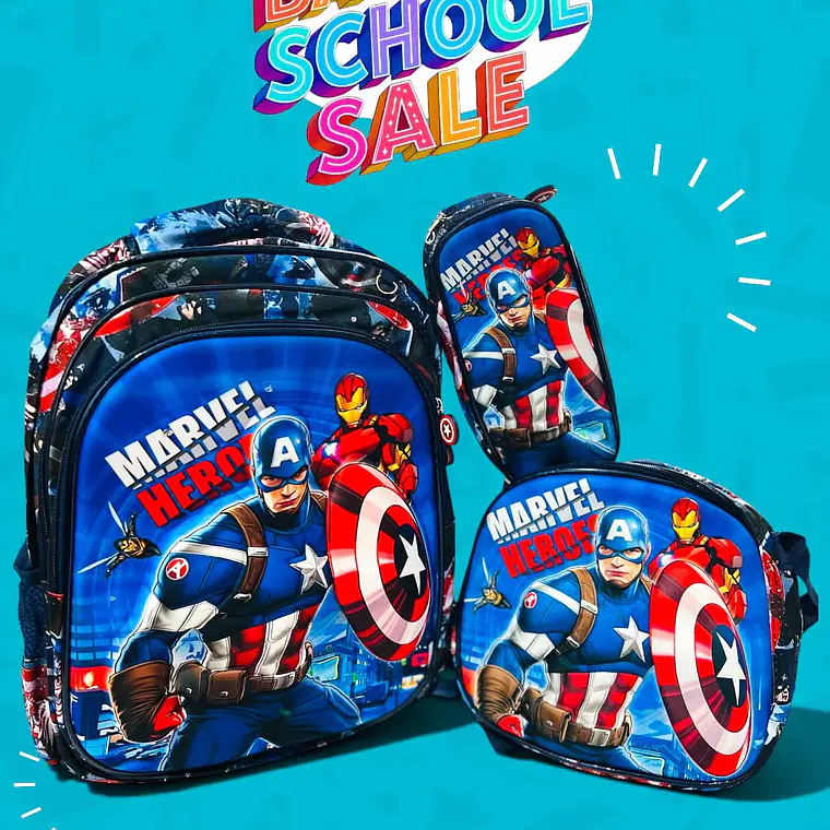 COMBO PRIMARIA DE 3PZ MOCHILA CON LUZ LED  + LONCHERA + LAPICERA (VARIOS PERSONAJES )MOD# HL2416 7