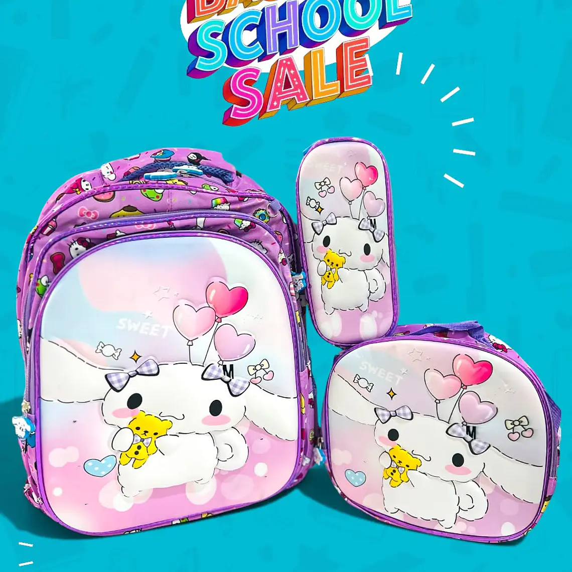 COMBO PRIMARIA DE 3PZ MOCHILA CON LUZ LED  + LONCHERA + LAPICERA (VARIOS PERSONAJES )MOD# HL2416 8
