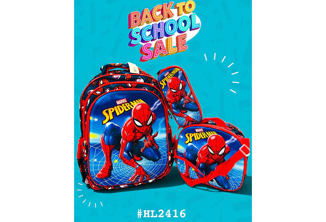 COMBO PRIMARIA DE 3PZ MOCHILA CON LUZ LED  + LONCHERA + LAPICERA (VARIOS PERSONAJES )MOD# HL2416- COPIAR