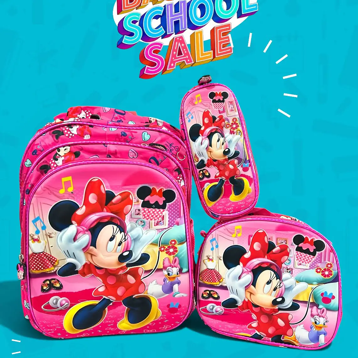 COMBO PRIMARIA DE 3PZ MOCHILA CON LUZ LED  + LONCHERA + LAPICERA (VARIOS PERSONAJES )MOD# HL2416 12