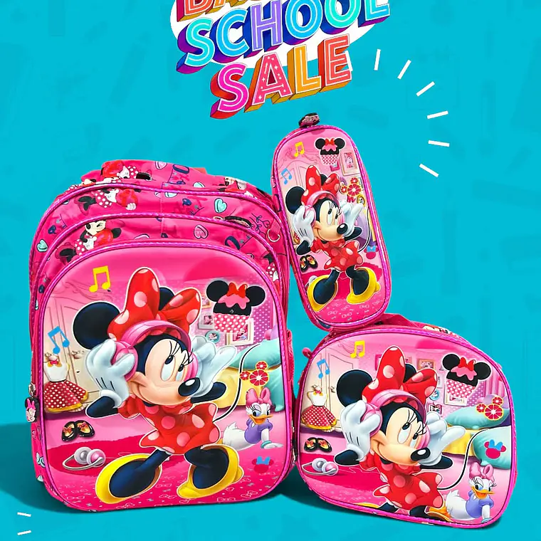 COMBO PRIMARIA DE 3PZ MOCHILA CON LUZ LED  + LONCHERA + LAPICERA (VARIOS PERSONAJES )MOD# HL2416 12
