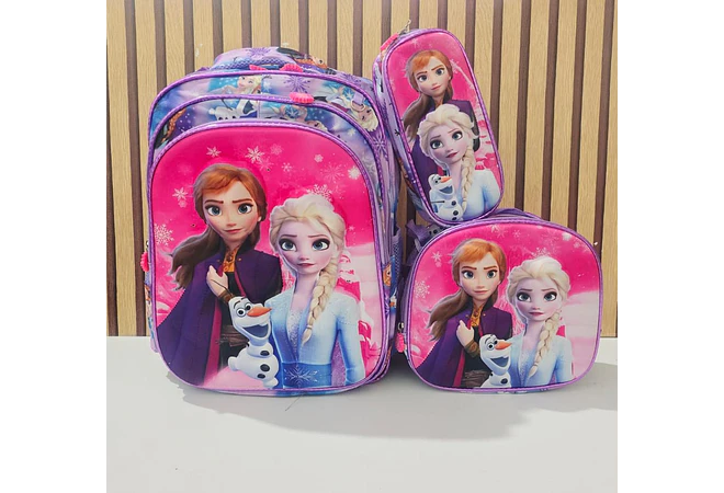 COMBO PRIMARIA DE 3PZ MOCHILA CON LUZ LED  + LONCHERA + LAPICERA (VARIOS PERSONAJES )MOD# HL2416- COPIAR