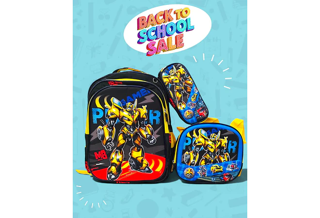 COMBO PRIMARIA DE 3PZ MOCHILA CON LUZ LED  + LONCHERA + LAPICERA (VARIOS PERSONAJES ) MOD# HL2414 🧮⚽