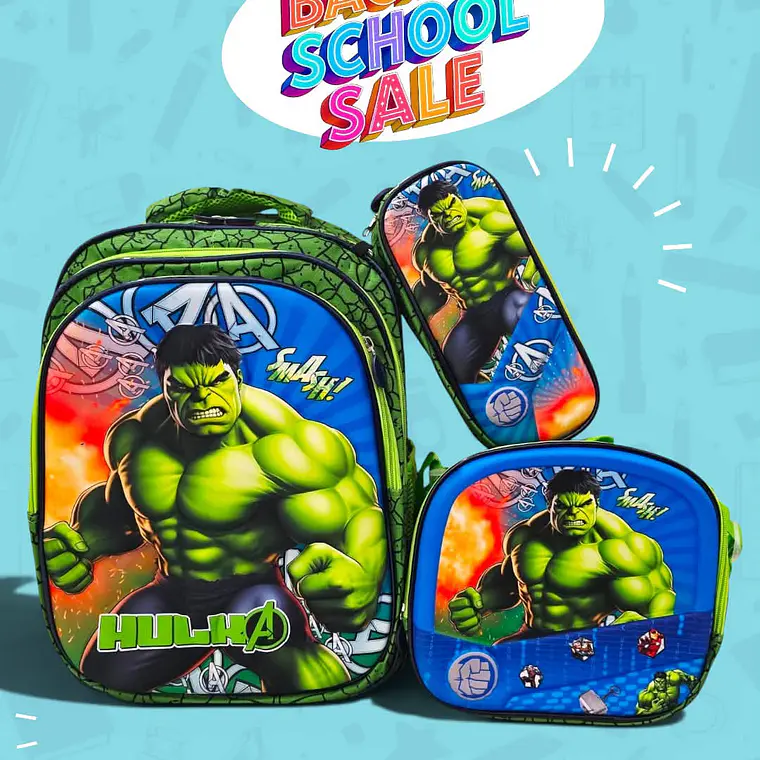 COMBO PRIMARIA DE 3PZ MOCHILA CON LUZ LED  + LONCHERA + LAPICERA (VARIOS PERSONAJES ) MOD# HL2414 🧮⚽ 3