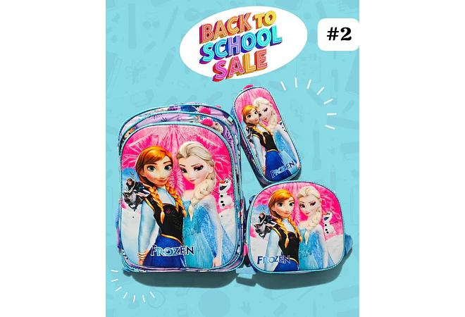 COMBO PRIMARIA DE 3PZ MOCHILA CON LUZ LED  + LONCHERA + LAPICERA (VARIOS PERSONAJES ) MOD# HL2414 🧮⚽