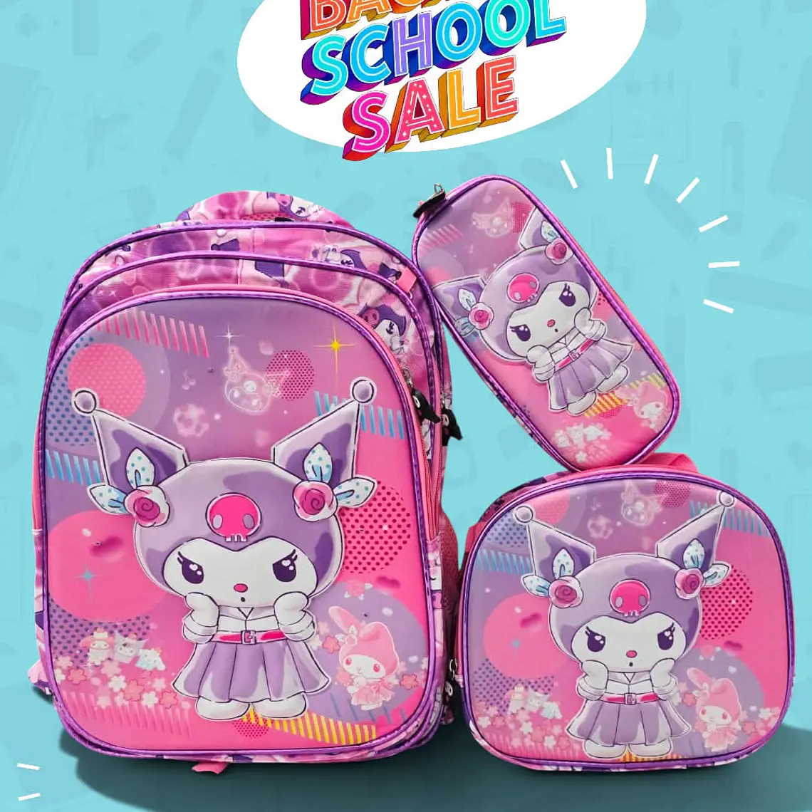 COMBO PRIMARIA DE 3PZ MOCHILA CON LUZ LED  + LONCHERA + LAPICERA (VARIOS PERSONAJES ) MOD# HL2414 🧮⚽ 6
